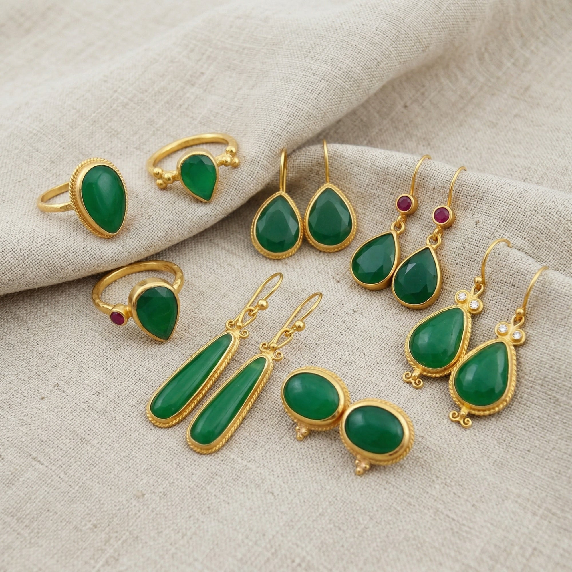 sultan turkish gree  jade gold earrings collection bodrum turkey