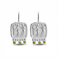 Handmade peridot Roman coin earrings in 925 silver by Sultan
