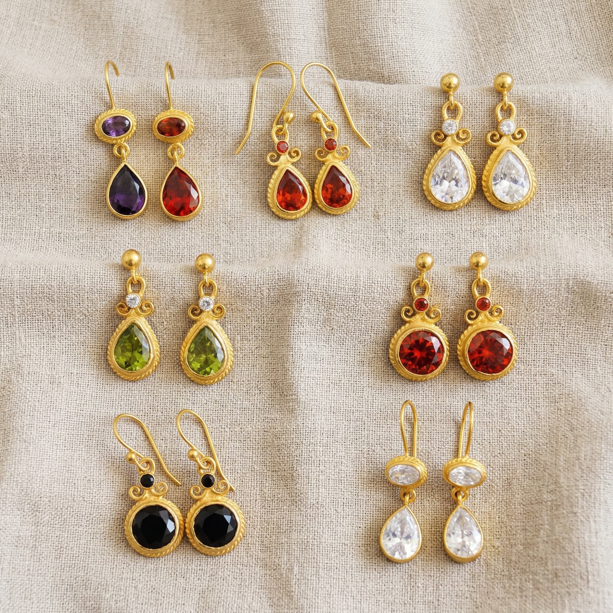 color gemstone dangle gold earrings collection by ateliersultan 925 silver