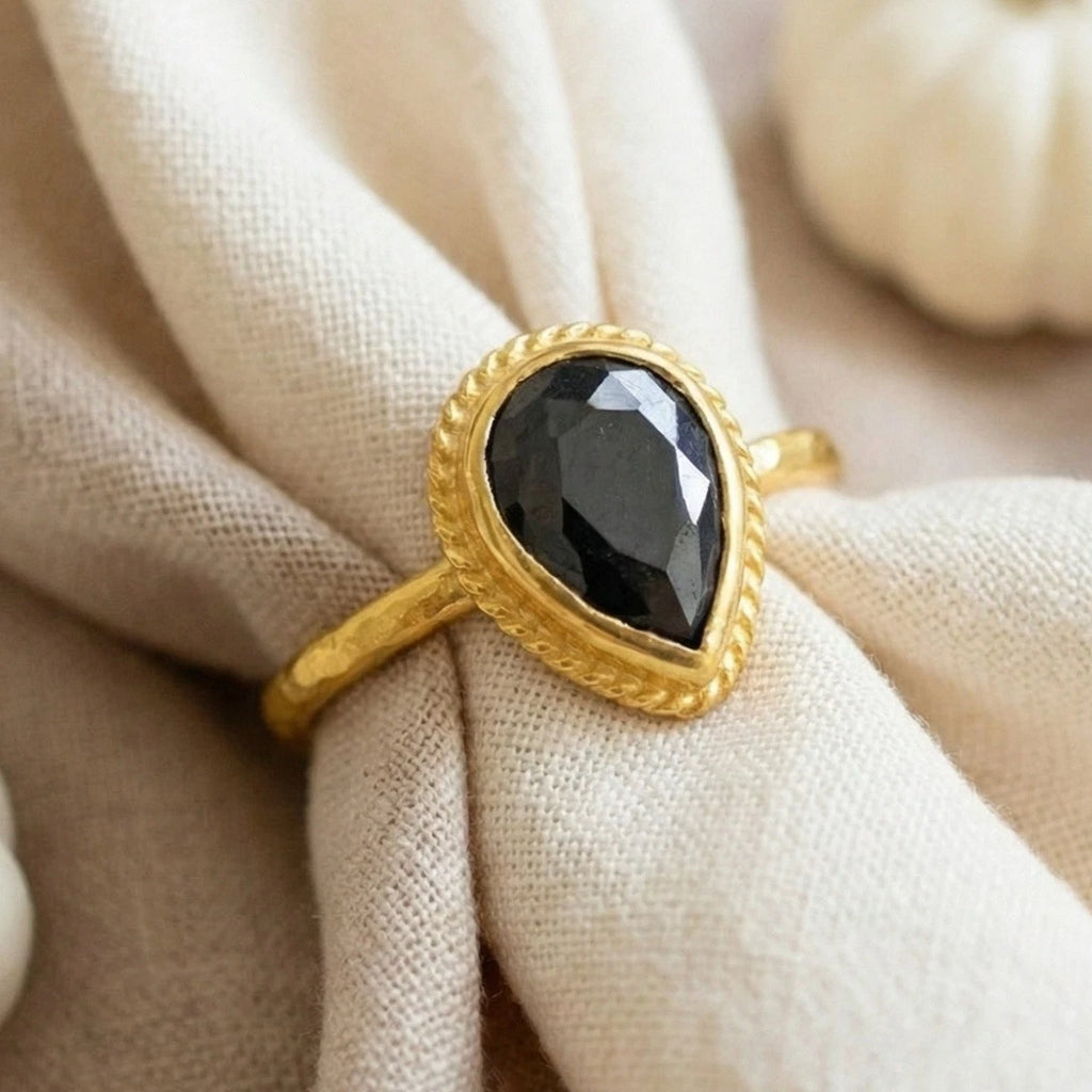 925 silver Black Onyx ring featuring ancient-inspired design by artisan Sultan, Bodrum Turkish jewelry with protection symbol
