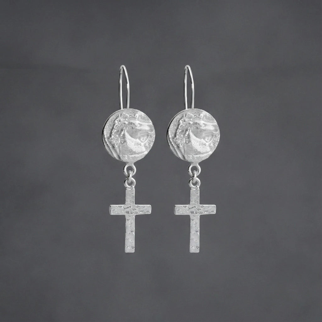 925 silver horse coin earrings handcrafted in Bodrum atelier
