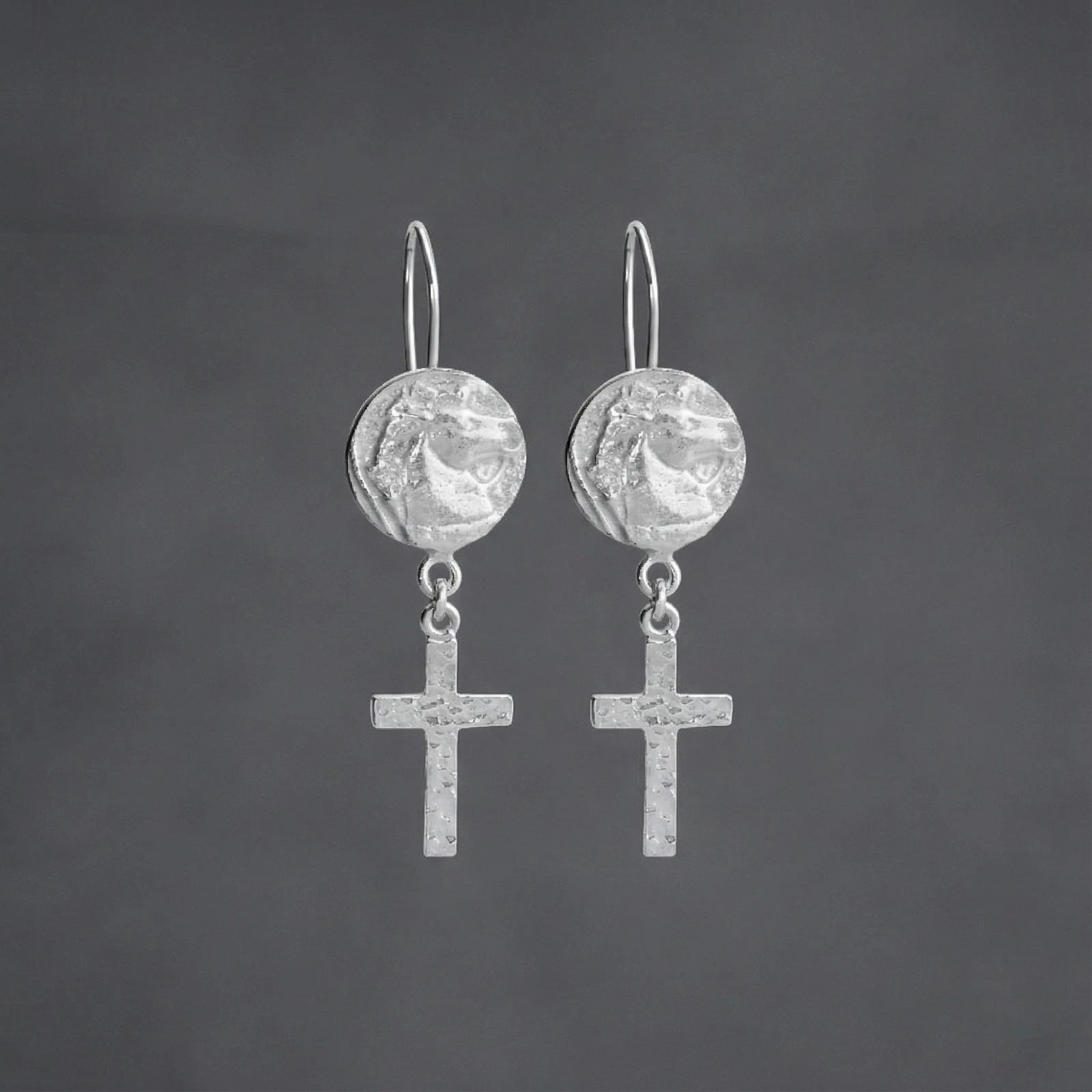 925 silver horse coin earrings handcrafted in Bodrum atelier
