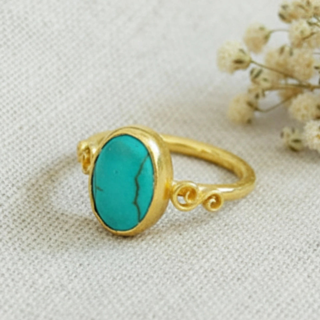925 silver Turquoise ring featuring ancient-inspired handforged design by artisan Sultan, Bodrum Turkish jewelry