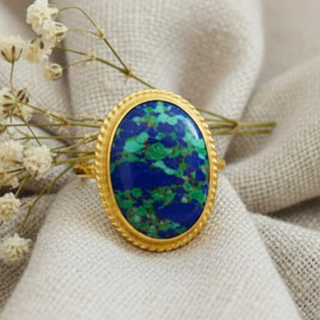 designer large mosaic turquoise ring by sultan turkish  gemstone Jewelry 