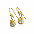 White Topaz dainty earrings handcrafted by designer Sultan in Bodrum atelier, 925 sterling silver Turkish jewelry symbolizing clarity and hope
