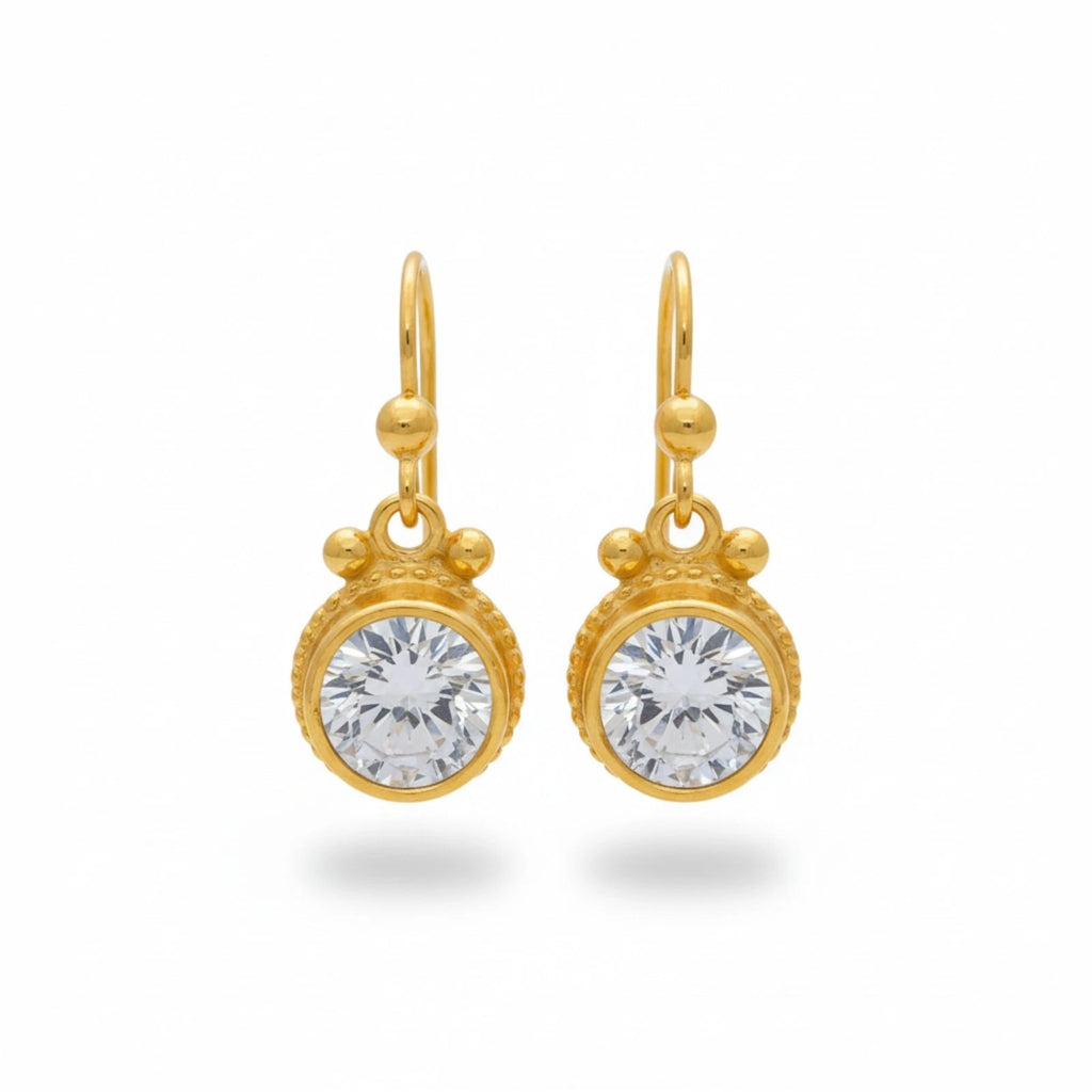White Topaz earrings handcrafted by designer Sultan in Bodrum atelier, 925 sterling silver Turkish jewelry symbolizing clarity and truth
